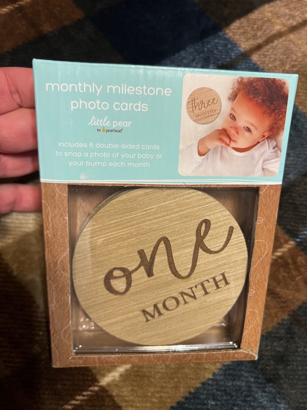 Pearhead Monthly Milestone Photo Cards - Aqua & Wood